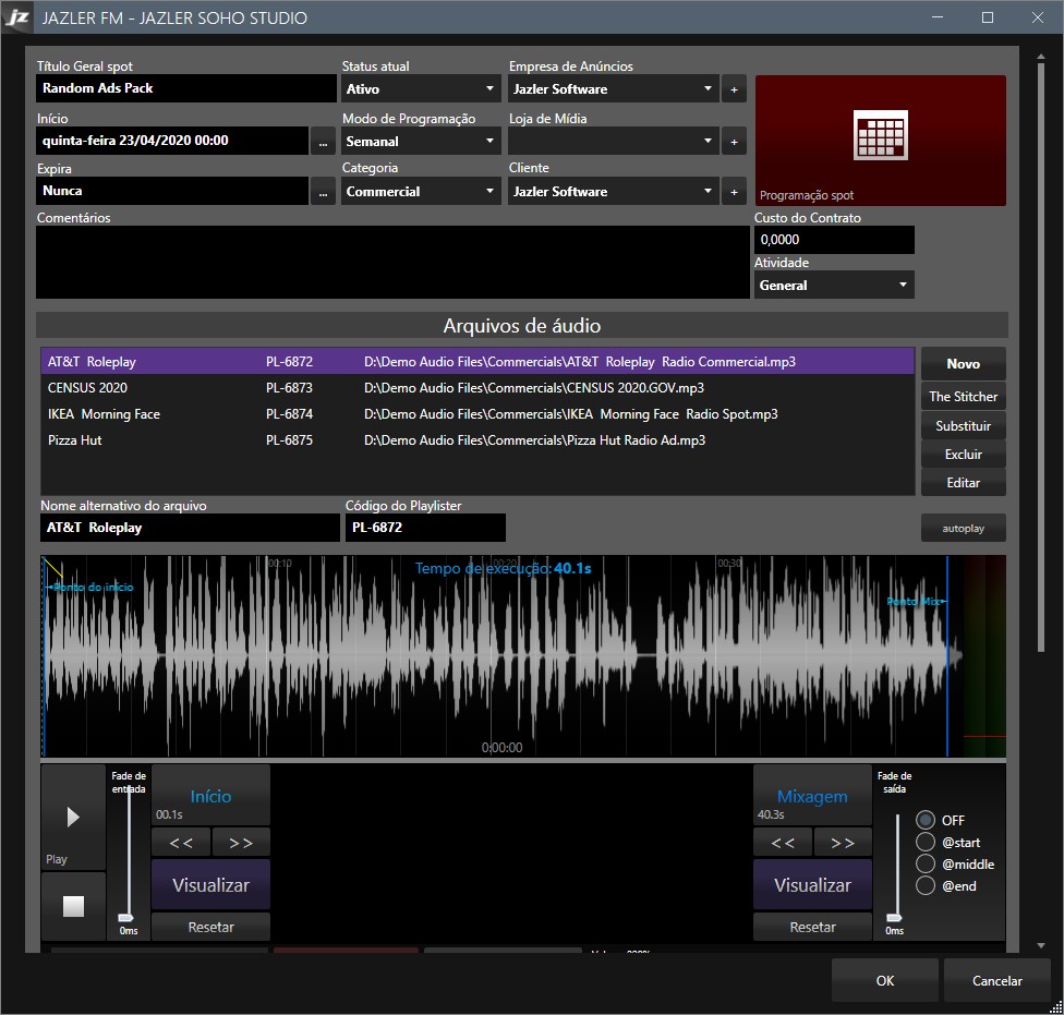 Edite e gerencie spots comerciais com total controle de interções. Captura créditos: radiotvwebnews
