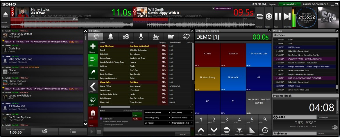 Painel do estúdio do ar completo. Captura créditos: radiotvwebnews