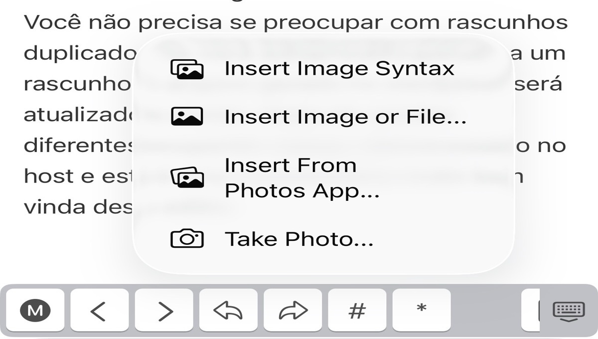 Opções para inserir imagens nas postagens. Captura créditos: radiotvwenews